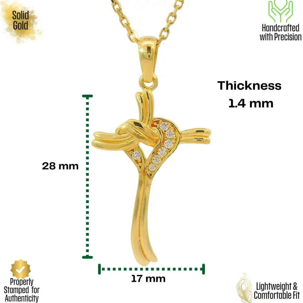 14K Gold Cross Necklace With Diamond Accent Elegant Handmade Religious Jewelry For Women - Jewelry