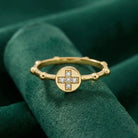 14K Gold Cross Ring with CZ Stone Faith Jewelry Elegant Adjustable Band - Band Ring