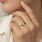 14K Gold Cross Ring with CZ Stone Faith Jewelry Elegant Adjustable Band - Band Ring