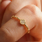 14K Gold Cross Ring with CZ Stone Faith Jewelry Elegant Adjustable Band