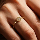 14K Gold Cross Ring with CZ Stone Faith Jewelry Elegant Adjustable Band - Band Ring