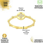 14K Gold Cross Ring with CZ Stone Faith Jewelry Elegant Adjustable Band - Band Ring