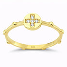 14K Gold Cross Ring with CZ Stone Faith Jewelry Elegant Adjustable Band