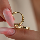 14K Gold Diamond Cut Huggie Hoop Earrings – Shiny Stacking Set of 2 - Single Small / 14K Yellow Gold - Hoop Earrings