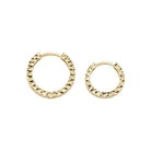 14K Gold Diamond Cut Huggie Hoop Earrings – Shiny Stacking Set of 2 - Hoop Earrings