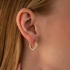 14K Gold Diamond Cut Huggie Hoop Earrings – Shiny Stacking Set of 2 - Hoop Earrings