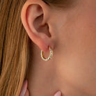 14K Gold Diamond Cut Huggie Hoop Earrings – Shiny Stacking Set of 2 - Hoop Earrings