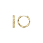 14K Gold Diamond Cut Huggie Hoop Earrings – Shiny Stacking Set of 2 - Single Large / 14K Yellow Gold - Hoop Earrings