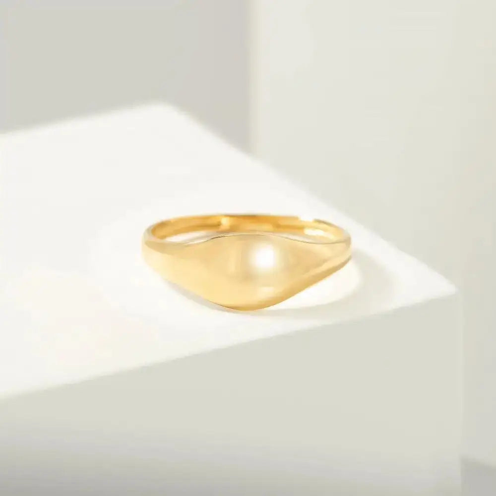 14K Gold Dome Ring for Women Minimal Plain Gold Band Classic Polished Jewelry