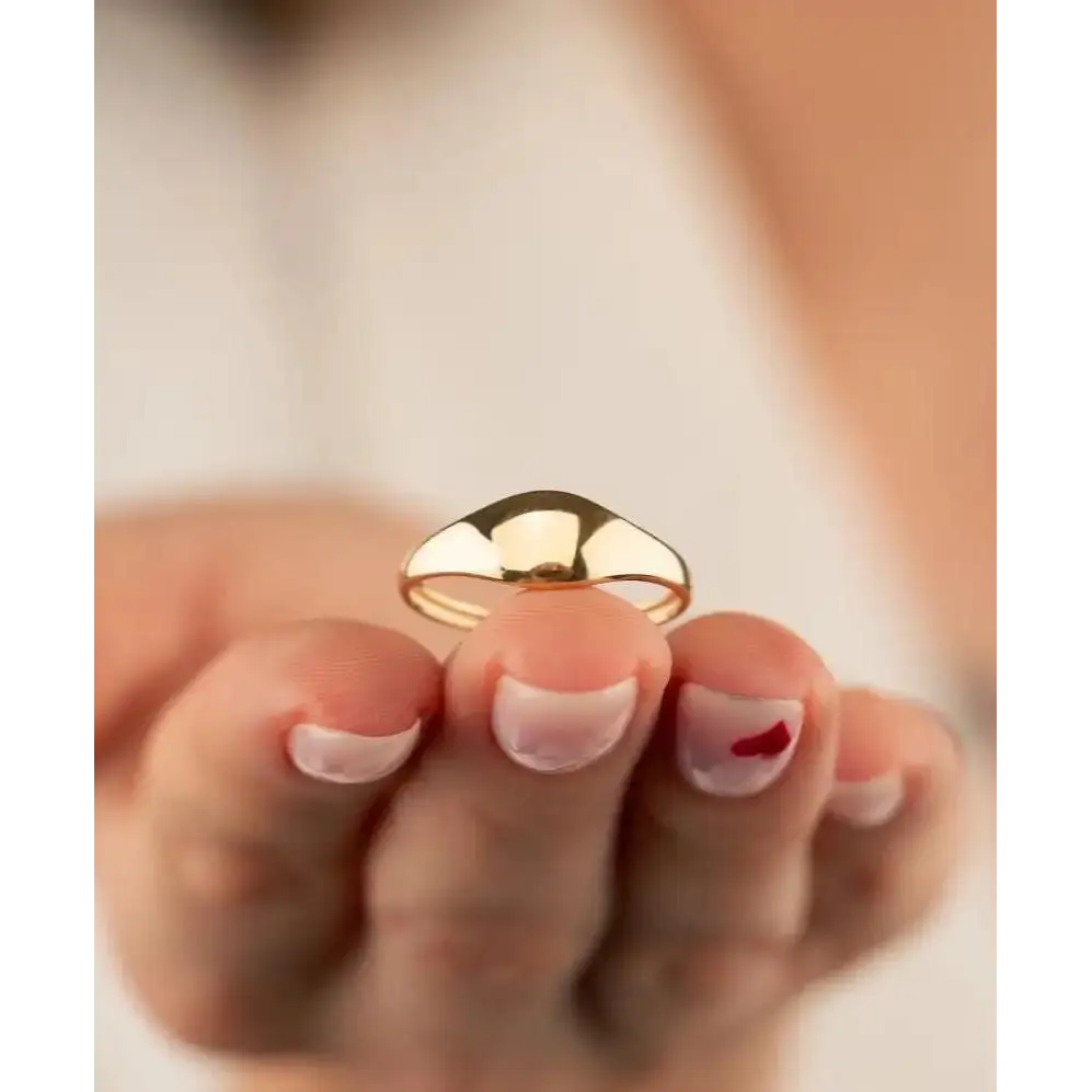 14K Gold Dome Ring for Women Minimal Plain Gold Band Classic Polished Jewelry