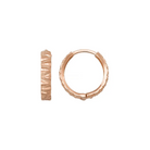 14K Gold Engraved Hoop Earrings Handcrafted Geometric Textured Design Jewelry for Her - Single Small / 14K Rose Gold