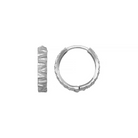 14K Gold Engraved Hoop Earrings Handcrafted Geometric Textured Design Jewelry for Her - Single Small / 14K White Gold