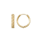 14K Gold Engraved Hoop Earrings Handcrafted Geometric Textured Design Jewelry for Her - Single Small / 14K Yellow Gold
