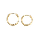 14K Gold Engraved Hoop Earrings Handcrafted Geometric Textured Design Jewelry for Her - Hoop Earrings