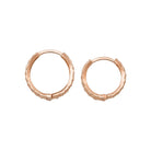 14K Gold Engraved Hoop Earrings Handcrafted Geometric Textured Design Jewelry for Her - Hoop Earrings
