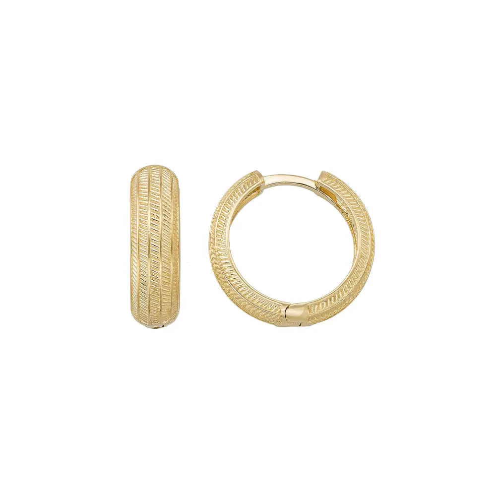 14K Gold Engraved Hoops Handcrafted Dainty Earrings for Women Jewelry for Her - Single Earring / 14K Yellow Gold - Hoop