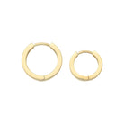 14K Gold Flat Edge Huggie Hoop Earrings – Simple Stacking Set of 2 Earrings - Hoop Earrings