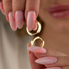 14K Gold Flat Edge Huggie Hoop Earrings – Simple Stacking Set of 2 Earrings - Hoop Earrings