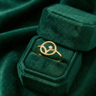 14K Gold Floral CZ Stone Ring Simple Elegant Design Adjustable Band for Women