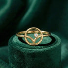 14K Gold Floral CZ Stone Ring Simple Elegant Design Adjustable Band for Women