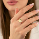 14K Gold Flower Ring Handcrafted Petal-Shaped Floral Design Minimalist Jewelry for Women