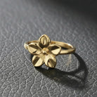 14K Gold Flower Ring Handcrafted Petal-Shaped Floral Design Minimalist Jewelry for Women