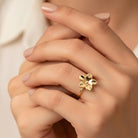14K Gold Flower Ring Handcrafted Petal-Shaped Floral Design Minimalist Jewelry for Women