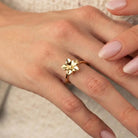 14K Gold Flower Ring Handcrafted Petal-Shaped Floral Design Minimalist Jewelry for Women