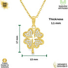 14K Gold Four Leaf Clover Necklace Heart CZ Stone Twisted Rope Band Luck Pendant