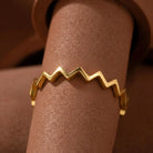 14K Gold Geometric Zigzag Ring Modern Chevron Style Handcrafted Jewelry for Women