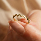 14K Gold Geometric Zigzag Ring Modern Chevron Style Handcrafted Jewelry for Women