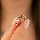 14K Gold Geometric Zigzag Ring Modern Chevron Style Handcrafted Jewelry for Women