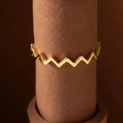 14K Gold Geometric Zigzag Ring Modern Chevron Style Handcrafted Jewelry for Women