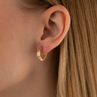 14K Gold Greek Key Hoop Earrings – 16mm Wide Infinity Huggies - Hoop Earrings