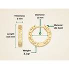 14K Gold Greek Key Hoop Earrings – 16mm Wide Infinity Huggies - Hoop Earrings