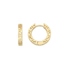 14K Gold Greek Key Hoop Earrings – 16mm Wide Infinity Huggies - Single (1 Earring) / 14K Yellow Gold - Hoop Earrings