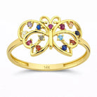 14K Gold Handmade Butterfly Ring Multicolor Gemstone Nature Design Elegant Fine Jewelry Ring
