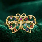 14K Gold Handmade Butterfly Ring Multicolor Gemstone Nature Design Elegant Fine Jewelry Ring