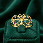 14K Gold Handmade Butterfly Ring Multicolor Gemstone Nature Design Elegant Fine Jewelry Ring - Engagement Ring