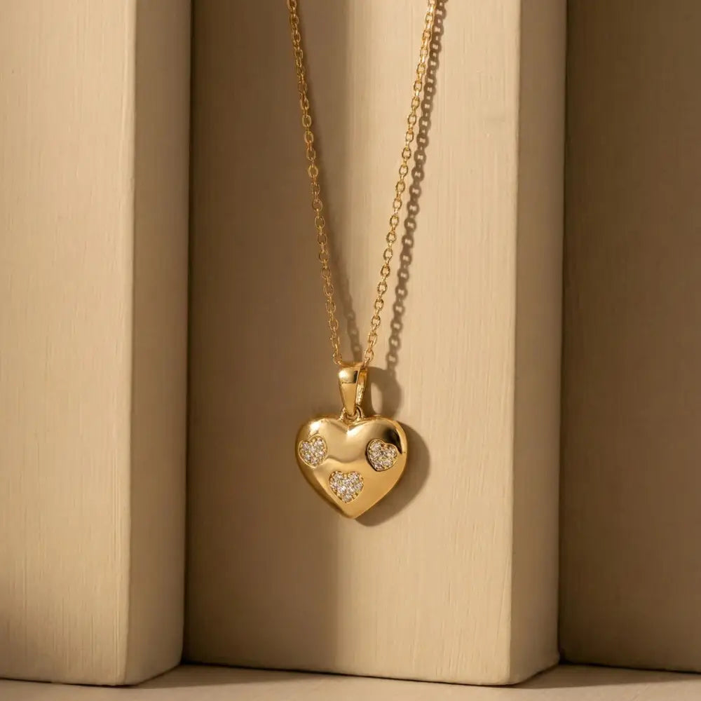 14K Gold Heart Pendant Necklace With Cz Stone Accents Elegant Gift Heart Shaped Jewelry - 10k Yellow Gold - Jewelry