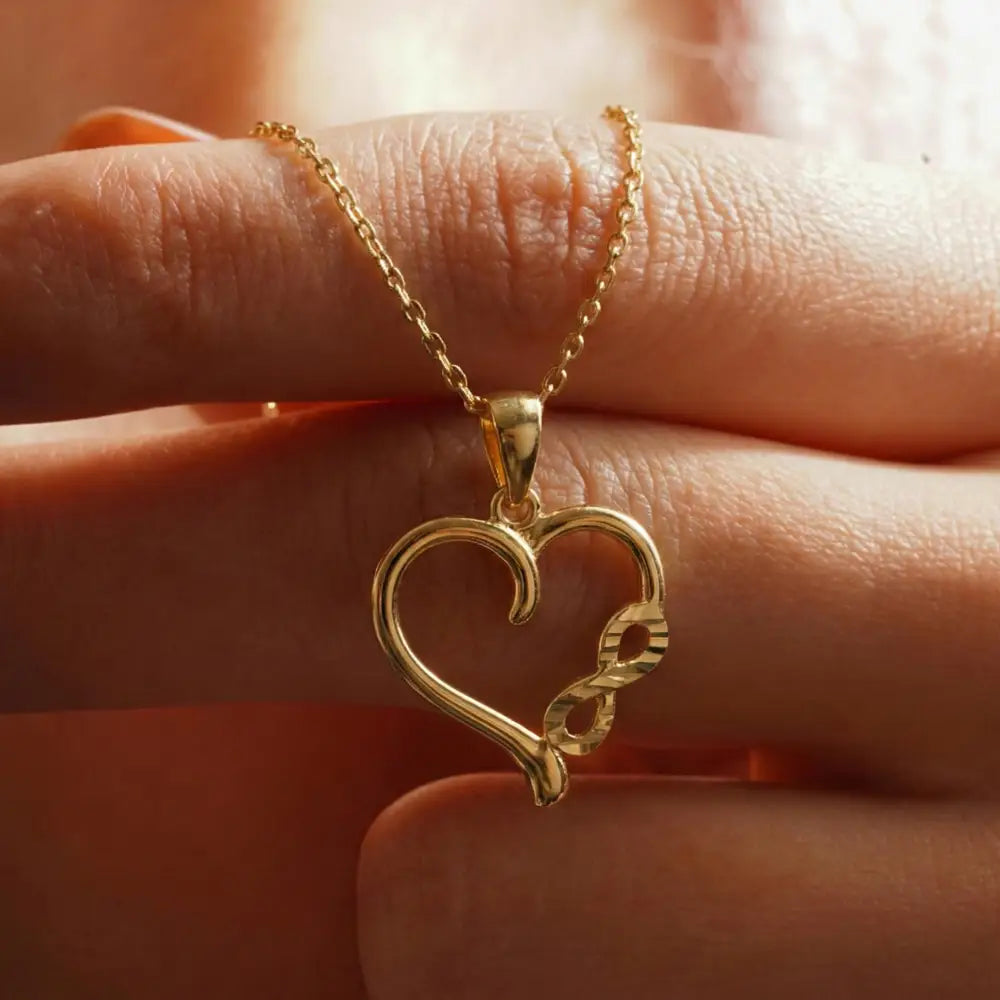 14K Gold Heart Pendant With Infinity Design Handmade Jewelry Elegant Gift For Her - Jewelry