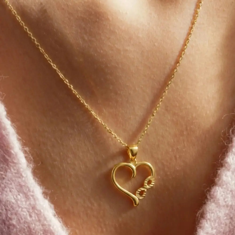 14K Gold Heart Pendant With Infinity Design Handmade Jewelry Elegant Gift For Her - Jewelry