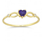 14K Gold Heart Sapphire Ring with Simulant Diamonds