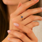 14K Gold Heart Sapphire Ring with Simulant Diamonds