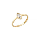 14K Gold Marquise Cut CZ Engagement Ring Bezel Set