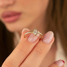 14K Gold Marquise Cut CZ Engagement Ring Bezel Set