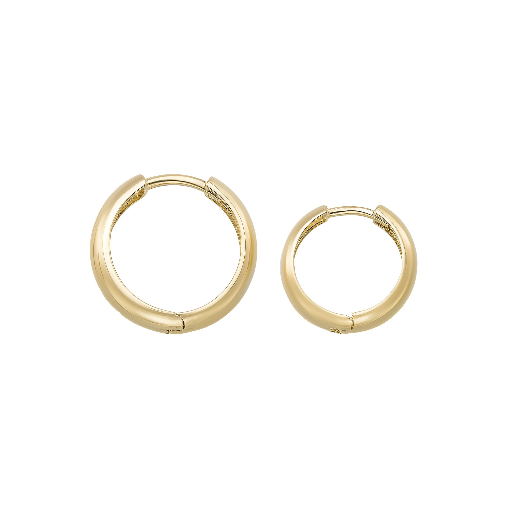 14K Gold Minimal Huggie Hoop Earrings – Trendy Stacking Set of 2 Earrings - Single Small / 14K Yellow Gold - Hoop