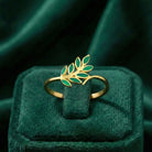 14K Gold Olive Leaf Ring Green Branch Nature Inspired Minimal Jewelry for Women