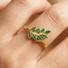 14K Gold Olive Leaf Ring Green Branch Nature Inspired Minimal Jewelry for Women