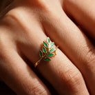 14K Gold Olive Leaf Ring Green Branch Nature Inspired Minimal Jewelry for Women